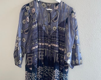 SALE SALE Clearance SALE 90s boho floral, Paisley blouse semi sheer