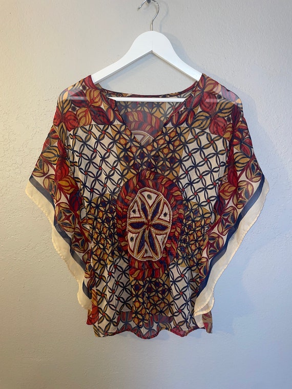 Cute Boho semi sheer shirt top blouse