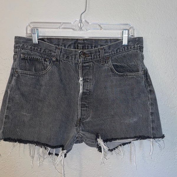 SALE SALE 501 Levis shorts cutoff jean faded black waist 33”