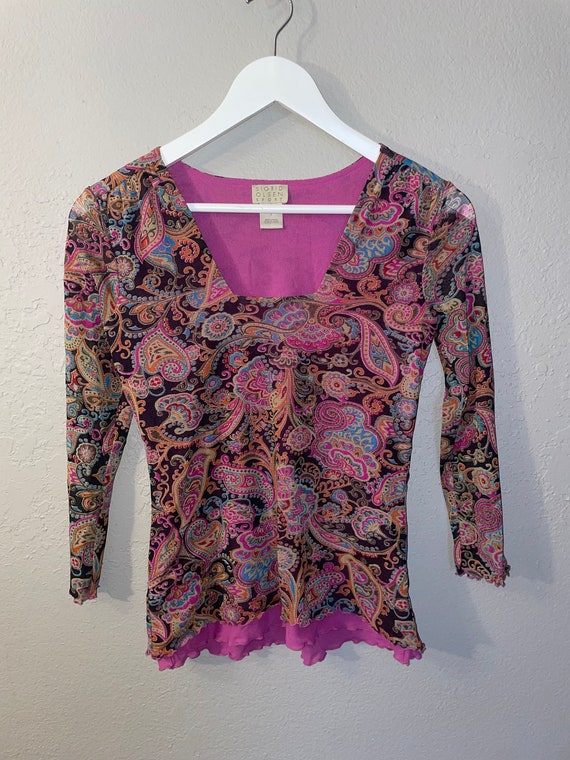 boho floral Paisley mesh blouse