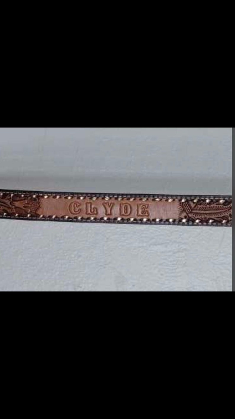 SALE Closing Shop SALE CLYDE acorn leather tooled belt size 34