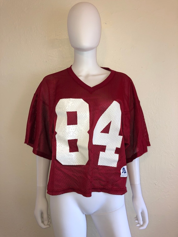 Burgundy Red mesh jersey top shirt football jersey