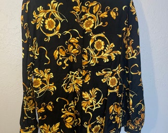 SALE SALE Clearance SALE 80s 90s  Long sleeve floral blouse