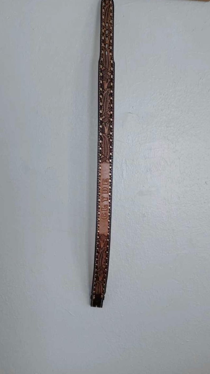 SALE Closing Shop SALE CLYDE acorn leather tooled belt size 34