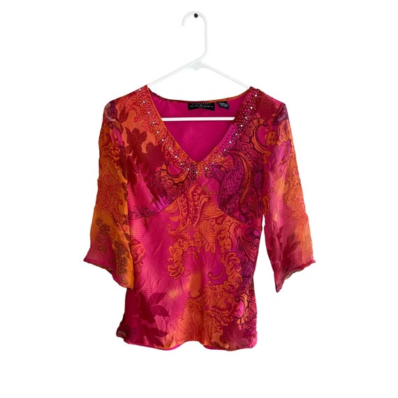 SALE SALE Clearance SALE 90s Colorful Silk Blouse Etsy
