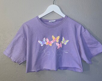 SALE SALE Vintage butterflies t shirt crop top y2k