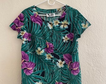 SALE SALE Clearance SALE 90s floral tropical top womens shirt blouse