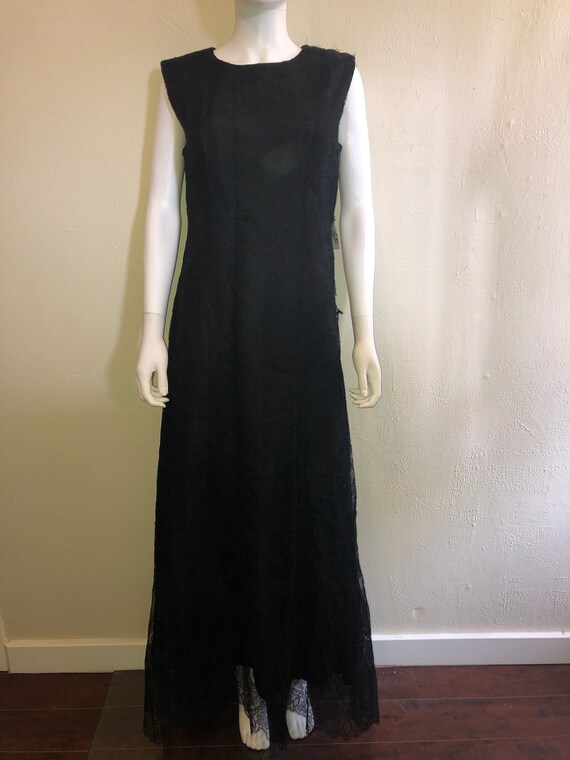Antique Vintage Black Sheer Lace Dress