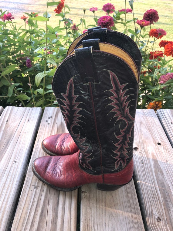 Nocona Cowboy cowgirl boots western red black size