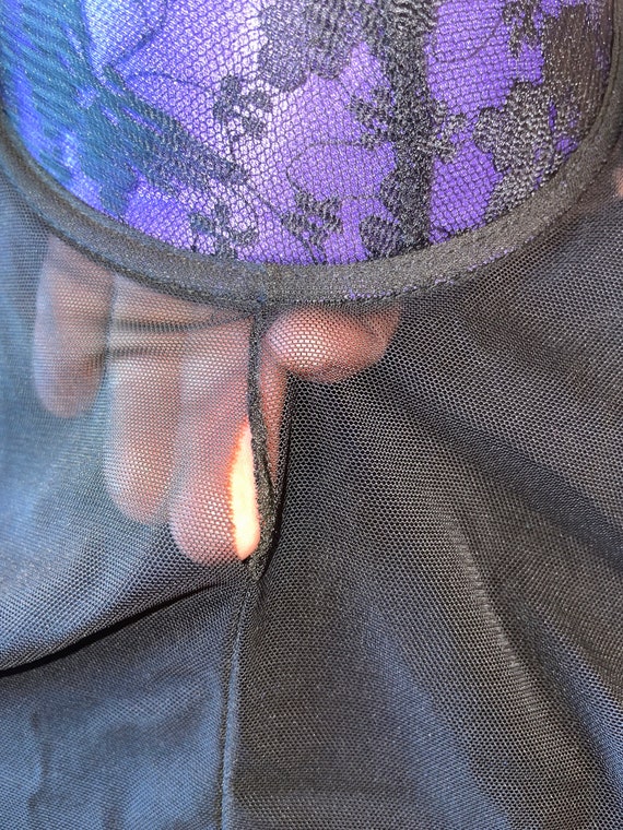 Purple Sheer and Lace Swarovski Crystal Nightie Lingerie Sheer Teddies  Xlarge 