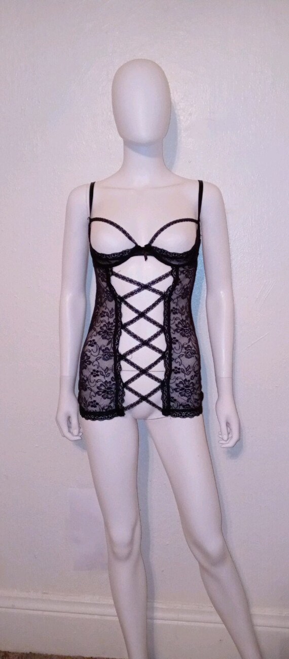 Negligee Nightie LACE Lingerie Black