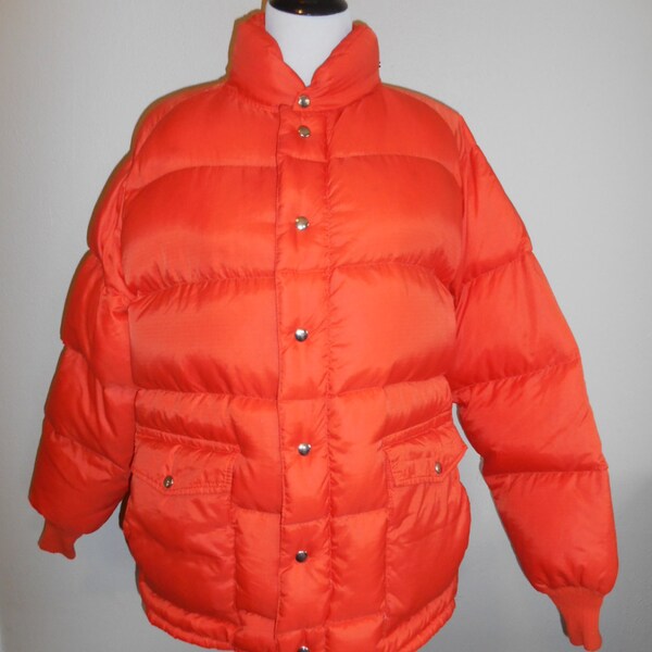 Pacific Trail  PUFFER Goose Down feather  Vintage jacket Orange   Parka   1970s 70s