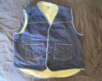 Carhartt Jean Denim workwear work wear vest size Large y2k