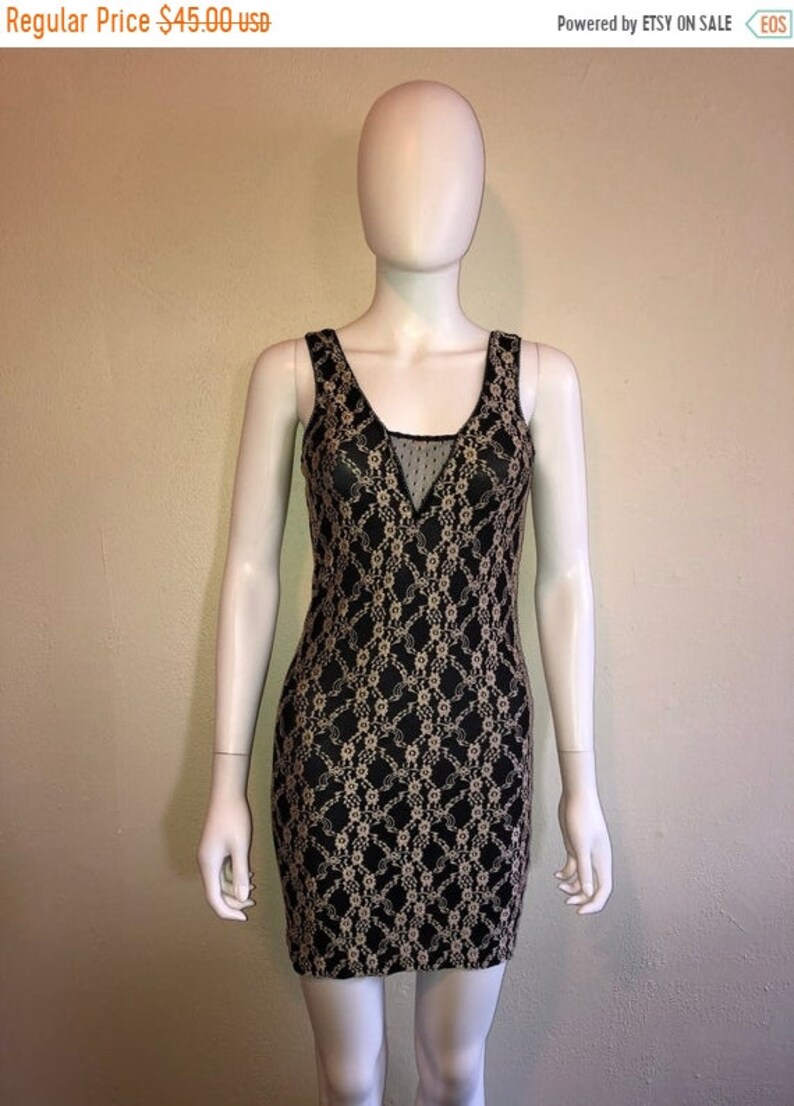 SALE Closing Shop SALE Lace mesh black nightie lingerie bodycon dress floral size Small
