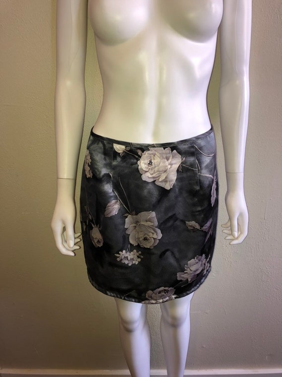 90's floral short skirt