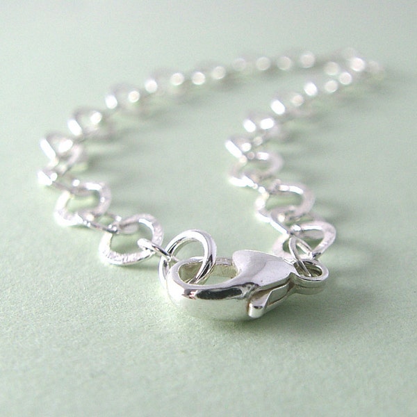 Sterling Silver Bracelet, , , Hammered Chain Bracelet Everyday Jewelry