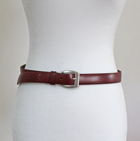 Burgundy Oxblood Leather Belt Vintage Buffalo 1-inch Belt | Etsy