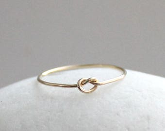 14K Gold Knot Ring, Solid Gold Ring, Love Knot Ring, Gold Stacking Ring, Dainty Gold Ring, Size 4