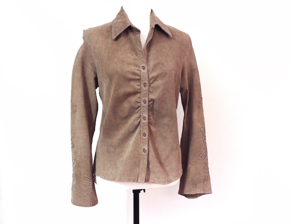 vintage genuine suede boho shirt jacket, SKOTTS SU