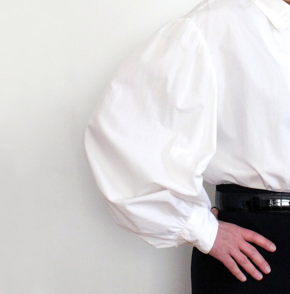 vintage white blouse, big balloon sleeves, MICHAEL