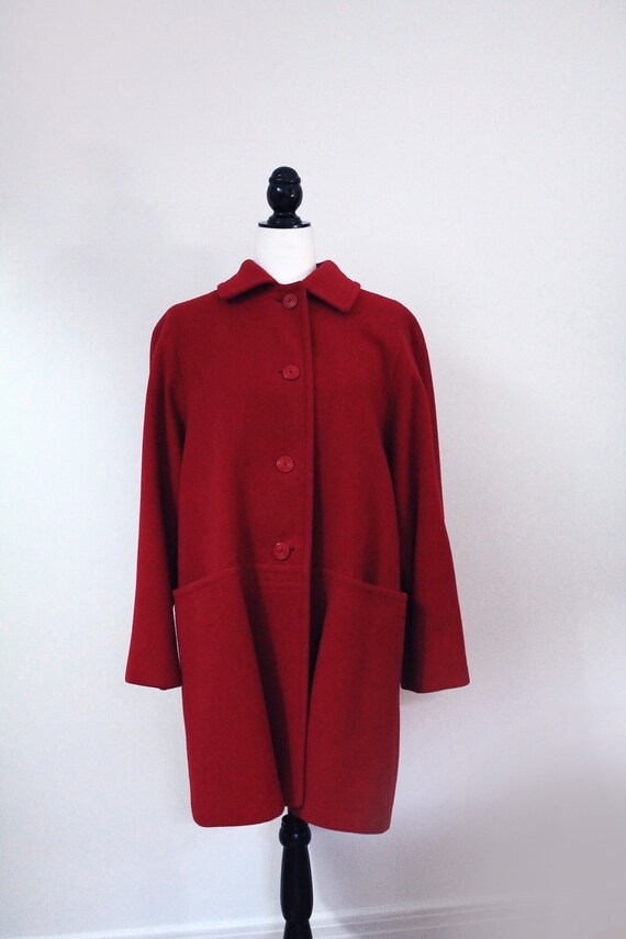 Red Winter Coat Vintage 3/4 Length Pure Virgin Wool Me-jay | Etsy