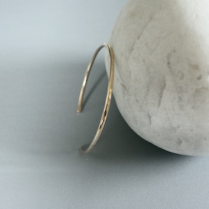 14K Gold Fill Hammered Cuff Bracelet: Minimalist Thin Bangle