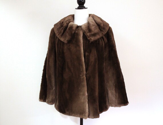 Sheared Beaver Real Fur Jacket Vintage Wide Collar Short Sheared Beaver Real Fur Jacket Vintage, Sheared Beaver Fur Swing Coat Vintage