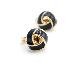 black knot earrings, vintage gold tone and noir clip on earrings by MONET