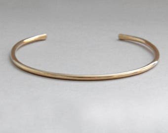 Gold Cuff Bracelet, Smooth Gold Bracelet, Thin Gold Cuff, Minimal Bracelet, Simple Gold Bracelet, Plain Cuff Bracelet, Wife Gift, 2mm