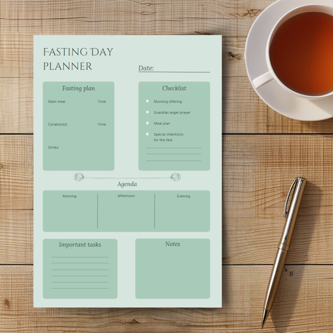 Fasting Day Aesthetic Catholic Printable Planner, Christian Fasting ...