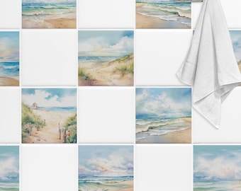 Fliesenaufkleber Meer Strand Bad & Küche Maritime Aufkleber für Fliesen Klebefliesen Badfliesen