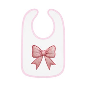 Bow Baby Bib with Contrast Trim | Cute Infant Feeding Bib | Soft Cotton Baby Shower Gift | Newborn Accessory | Toddler Mealtime Essential