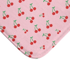 Cherry Bath Mat Coquette Aesthetic Cute Bathroom Decor Y2K Soft Memory Foam Rug Pink Trendy Dorm Decor Girly Gift for Her Preppy Bath Rug