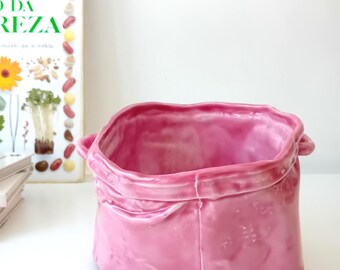 Pink Ceramic "Pan" Bowl
