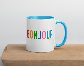 Bonjour 11 oz. coffee mug, gift for the home, francophile gift