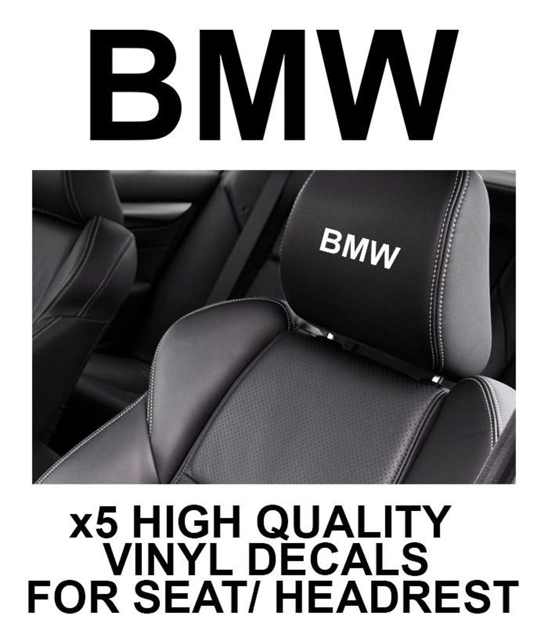 5x BMW Car Headrest Stickers Decals Graphics for Leather Pvc Seats M ...