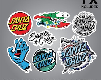 7 x Santa Cruz Printed Vinyl Sticker Sheet Decals car motorbike lubricants