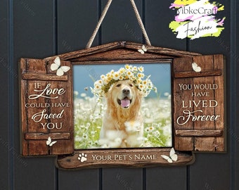 Cartello in legno personalizzato per animali domestici, cartello in legno con foto di cani, appendiabiti per porta con foto di animali domestici, regalo per gli amanti degli animali domestici, regalo per mamma cane mamma gatto, cartello in legno commemorativo