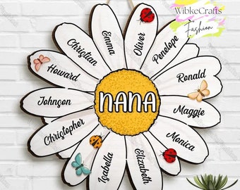 Cartello in legno personalizzato per la mamma, Cartello in legno Nana a 2 strati, Cartello per porta della famiglia, Cartello in legno per la decorazione della casa, Regalo per la mamma, la nonna, Regalo per la festa della mamma