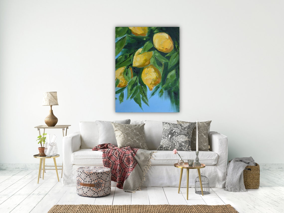 Abstract Lemon Tree Art Print of Original Impasto Painting by | Etsy