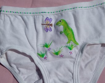 T-rex Dinosaur Panties (girls size Xsmall, Small, Medium) green