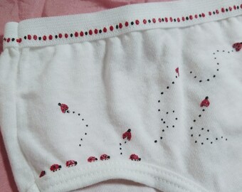 Ladybug Underwear, Panties (girls size  Xsmall, Small, Medium)