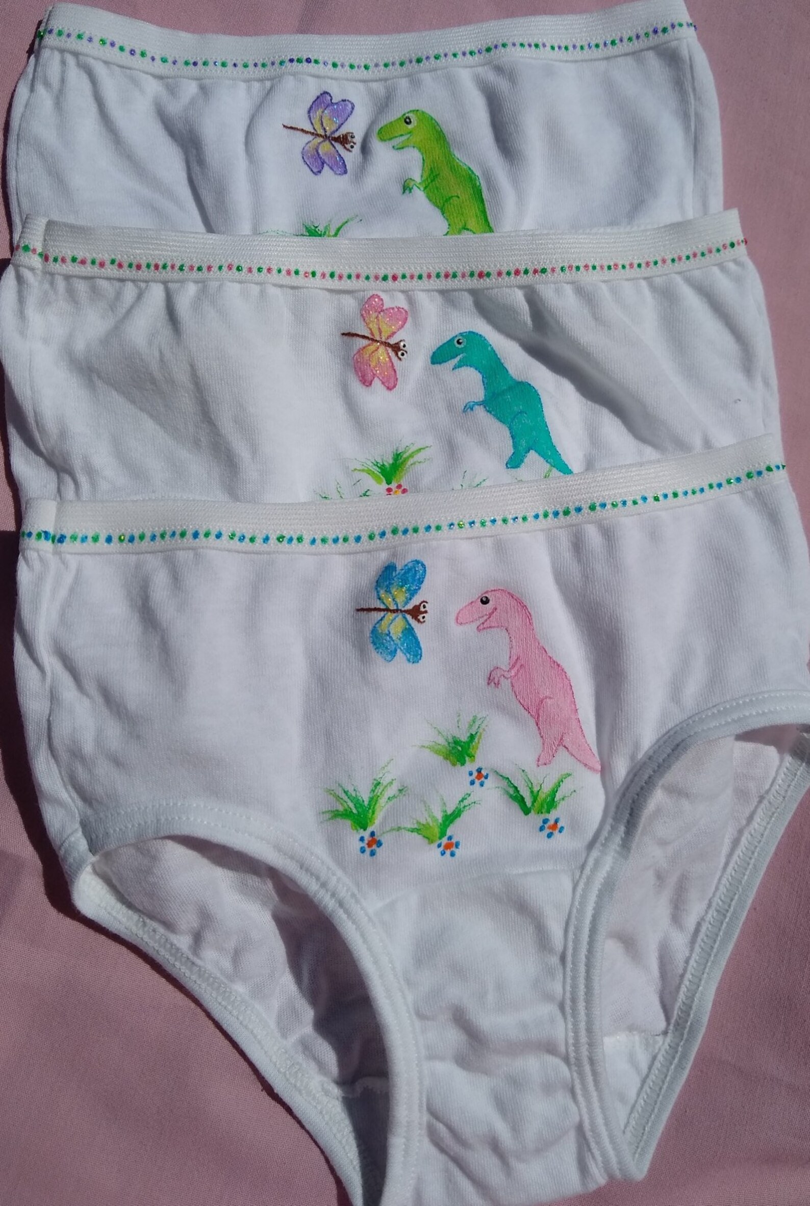 3 Pack Trex Dinosaur Panties girls Size Xsmall, Small, Medium Hand