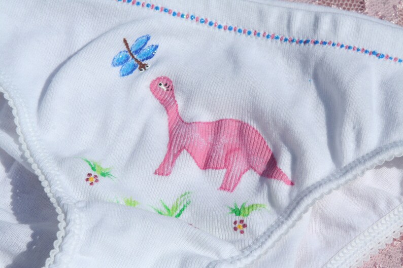 DINOSAUR UNDERWEAR girls panties pink hand painted Etsy