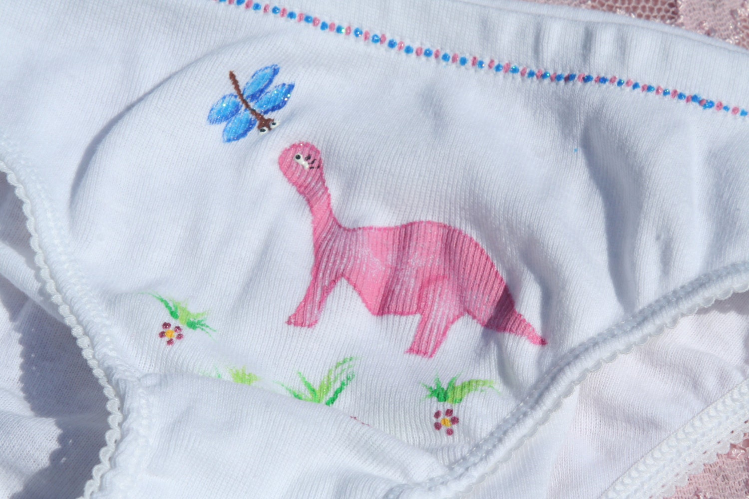 DINOSAUR UNDERWEAR girls panties pink hand painted Etsy