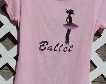 Ballet Dancer Tshirt, shredded, altered, dance tshirt, junior size medium