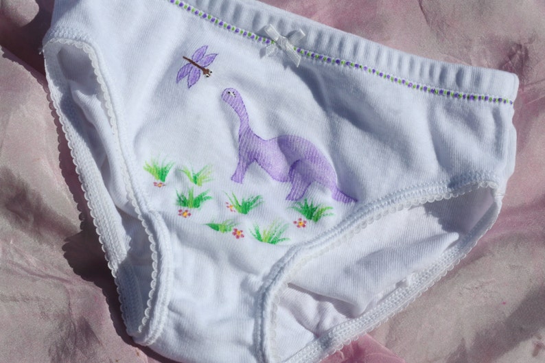 DINOSAUR UNDERWEAR girls panties purple hand painted Etsy