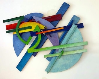 Commissioned Modern Art Painted Wall Sculpture  By Clinton Hill