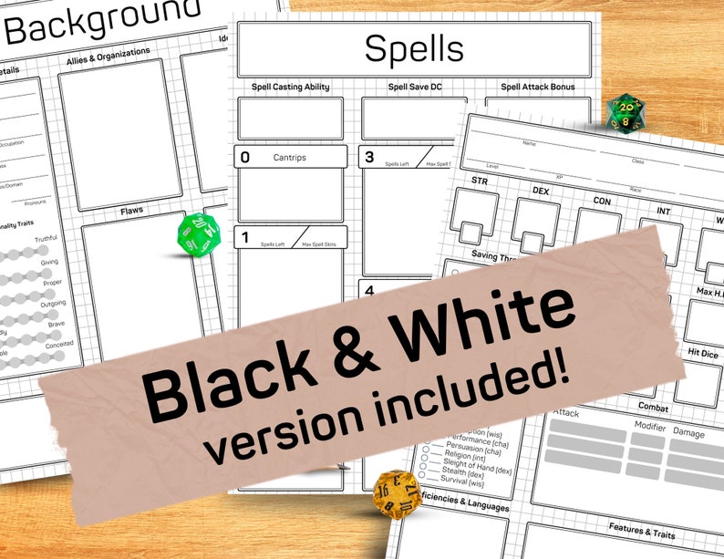 Custom Minimal Dnd 5e Printable and Fillable Character Sheet PDF - Etsy