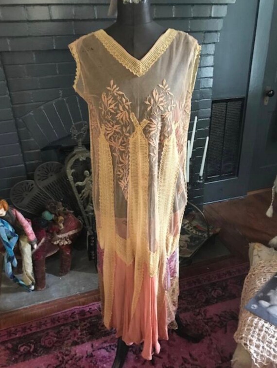 Edwardian Lace Netted Gown as-is Priced accordingl